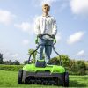 Gyepszellőztető gyűjtős akkumulátoros Greenworks G40DT35 40 v, 35 cm, rugós tengely, akku-töltő nélk