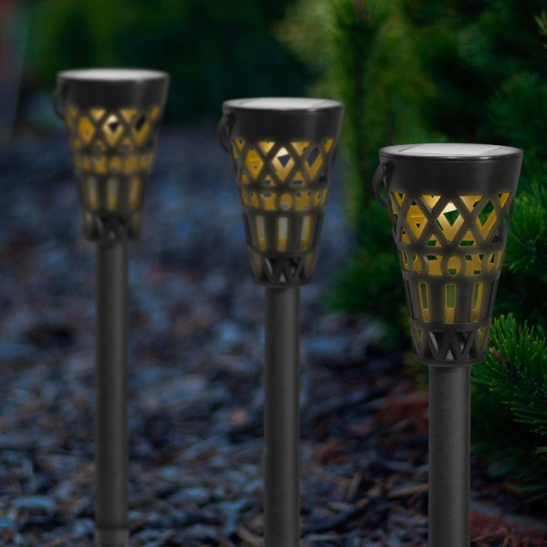 Leszúrható szolár lámpa melegfehér fényű - 7 x 7 x 35 cm (+10 cm) - kerti dekoráció