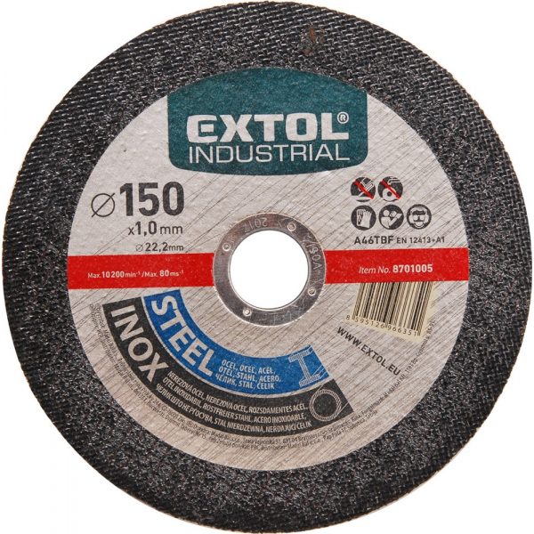 EXTOL INDUSTRIAL vágókorong ipari, acélra/inoxra; 115×1,0×22,2mm 8701000