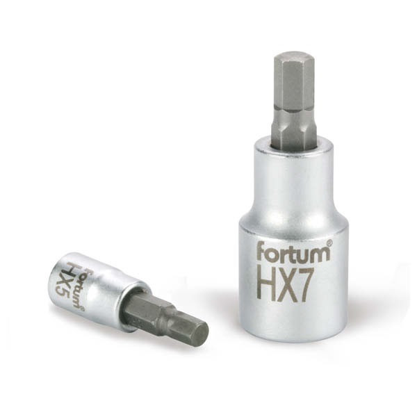 FORTUM bitdugófej, imbusz, 1/2", 61CrV5/S2, mattkróm; 8mm (HX8), 55mm FORTUM 4700608