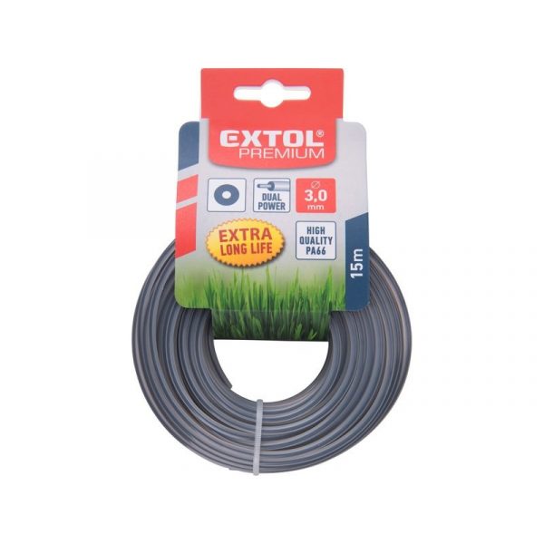 EXTOL PREMIUM damil szegélynyíró géphez 1,6 mm, kör keresztmetszetű, fekete közép/dual power, 15m 8870902