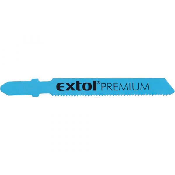 EXTOL PREMIUM dekopírlap fémre, 5db, Bosch befogás, HSS; 51×8×1,5mm, 1,2mm fogtáv, mart, hullámosított fogak, egyenes vágás, acéllemez 8805401